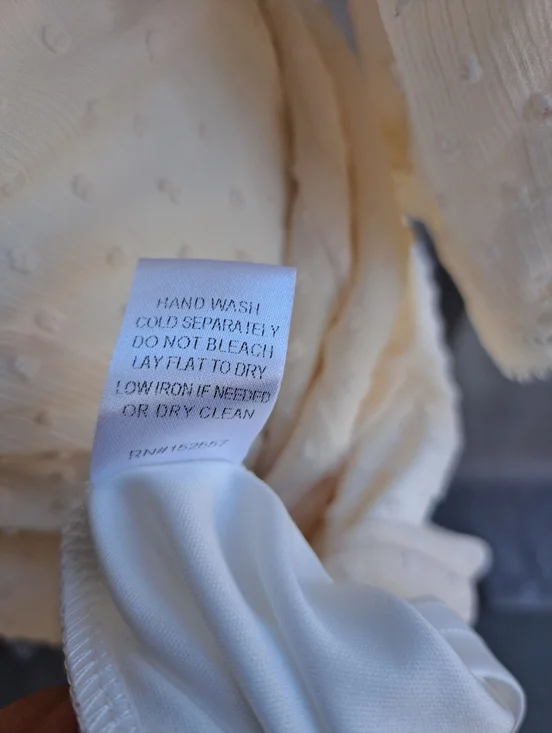 Polagram Ivory Swiss Dot Modest Midi Dress Lace Sleeves V-Neck Size L - Picture 11 of 16